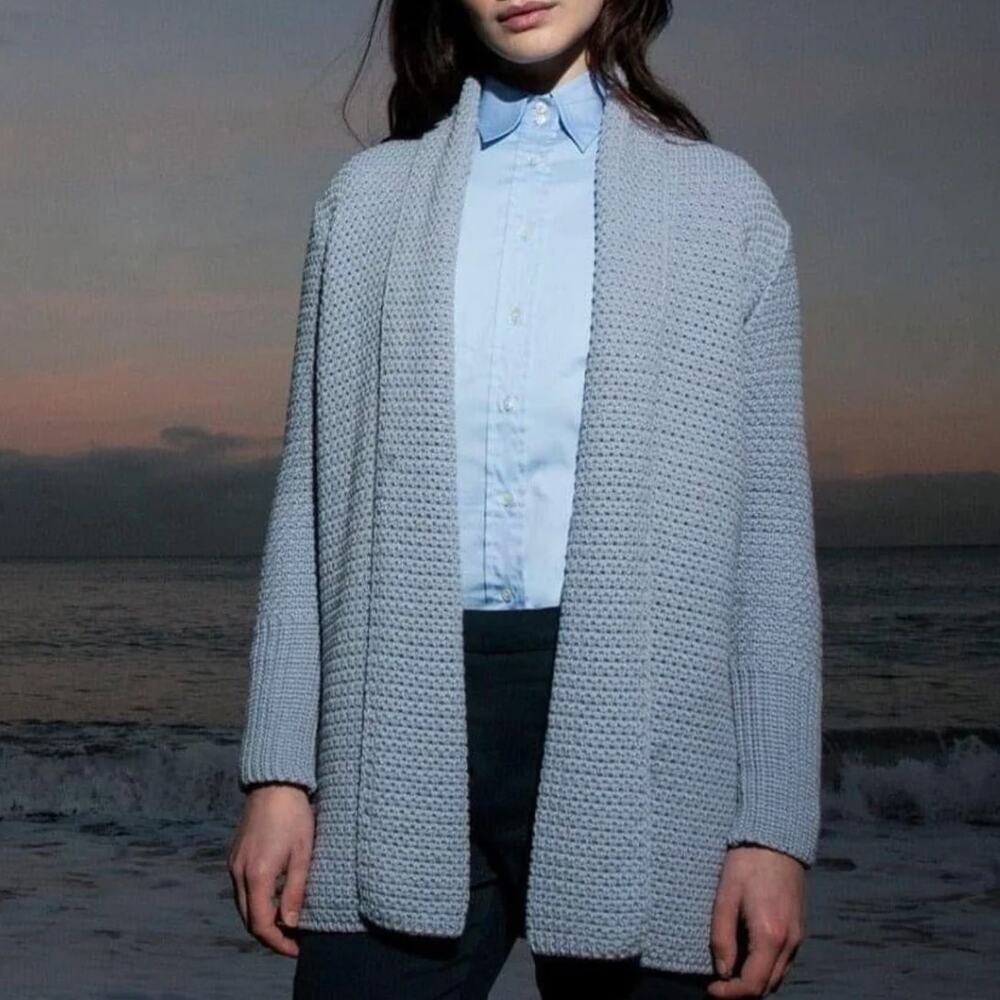 IRELANDS EYE Kilcoole Coatigan Cardigan Sweater Wool Ice Blue
